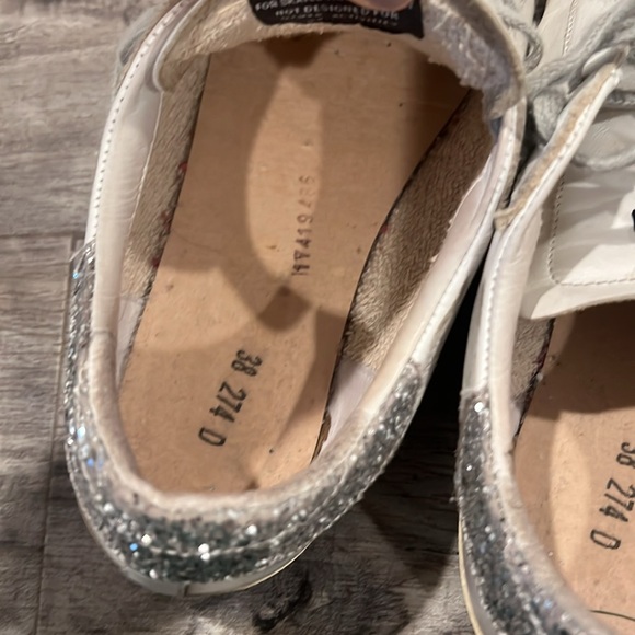 Golden Goose GGDB Superstar Red Glitter Star Silver Sneakers Sz 38 US 8 Women’s - Picture 14 of 16